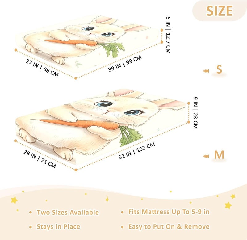 xigua Cute Bunny Baby Crib Sheets, Super Soft Combed Cotton Fitted Sheets, Breathable Skin-Friendly Baby Sheets for Standard Crib and Toddler Mattress & Playard, 52x28x9 Inch - Image 4