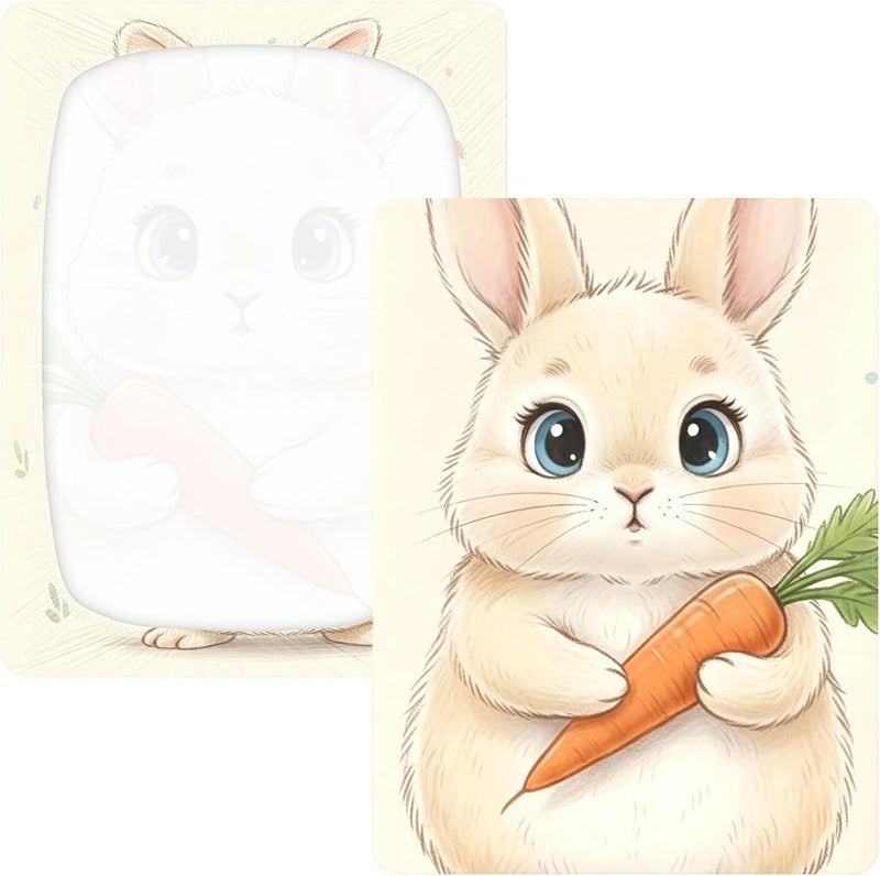 xigua Cute Bunny Baby Crib Sheets, Super Soft Combed Cotton Fitted Sheets, Breathable Skin-Friendly Baby Sheets for Standard Crib and Toddler Mattress & Playard, 52x28x9 Inch - Image 3