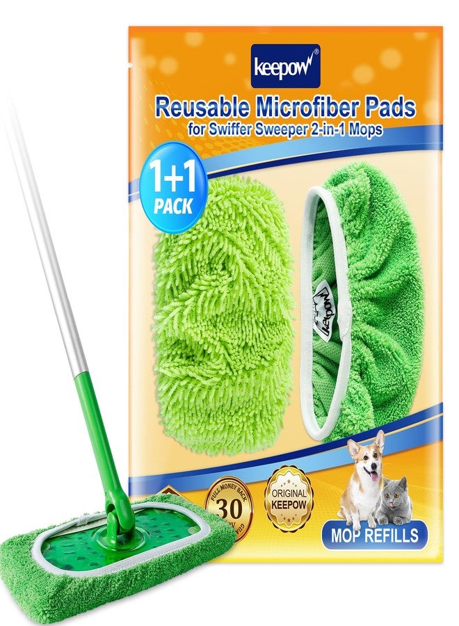 KEEPOW Reusable Microfiber Mop Pads Washable Wet Pads Compatible with Swiffer Sweeper Refills Pads for Wet Dry Sweeping Cloths Mop Head Replacement for Household Cleaning - Image 1