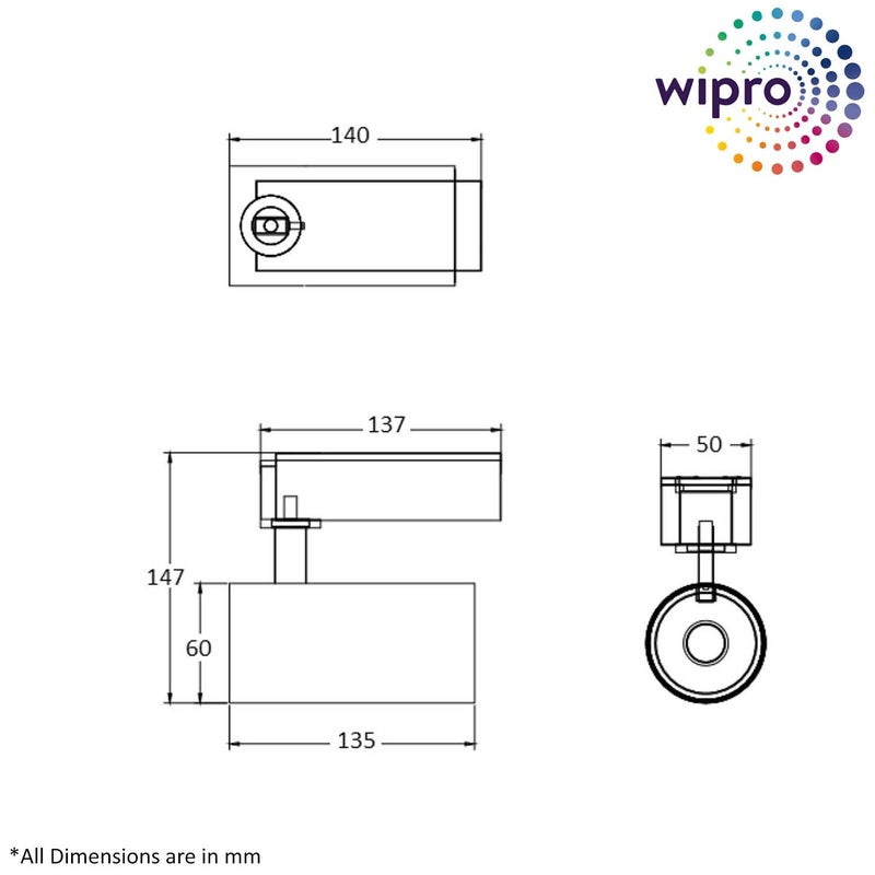 WIPRO wipro 20 Watt Cylindrical Sleek LED Track Light 36 Degree 4000K Natural White  - Image 3