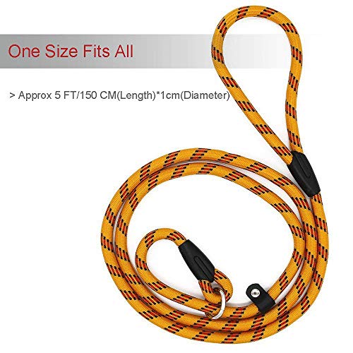 Coolrunner Dog Rope, 5 FT Slip Lead, Adjustable Pet Nylon Leash for Small Medium Dogs 10-80 lb Walking(Yellow) - Image 5