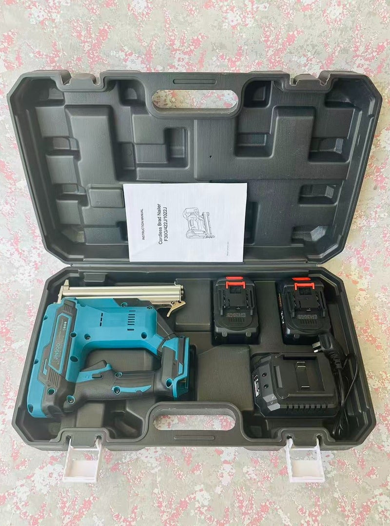 JINSOO Lithium Battery Nail Gun, cordless nail gun, 2 batteries, 1 charger, 1 storage box. Applicable scenarios: Home maintenance, professional carpentry, handicraft production, etc. - Image 1