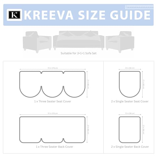 KREEVA Velvet Chenille Sofa Cover | for 5 Seater (3+1+1) Sofa | (Tohfa Aqua_1, 6 Piece Set) | Sofa Slipcovers - Image 5