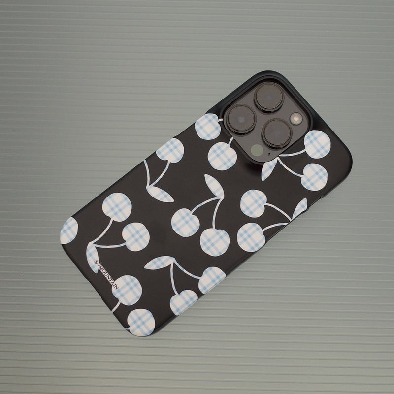 Black frosted original niche plaid cherry ins style South Korea imported round edge two-in-one 15 PROMAX14136 - Image 5
