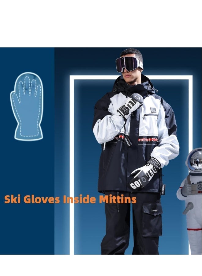 Generic Ski Gloves, Winter Warm Snow Gloves, Winter Ski Mittens Men u0026 Women Glove Liners, Adult Snow Mitts for Cold Weather - Waterproof Winter Ski Gloves Snowboarding, Skiing, Waterproof Touch Screen - Image 5