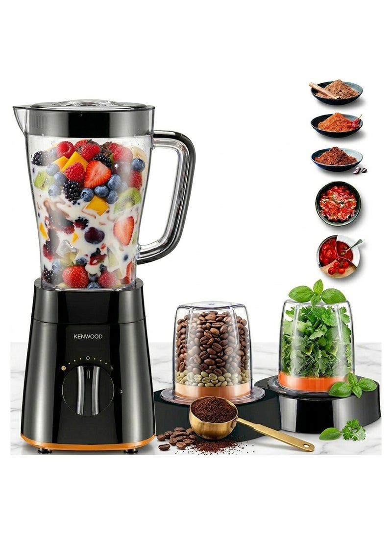 KENWOOD Blender 500W Smoothie Blender/Smoothie Maker 1.5L with Grinder Mill, Chopper Mill, Ice Crush Function BLP19.360BK Black 1.5 L 500 W BLP19.360BK Black - Image 1