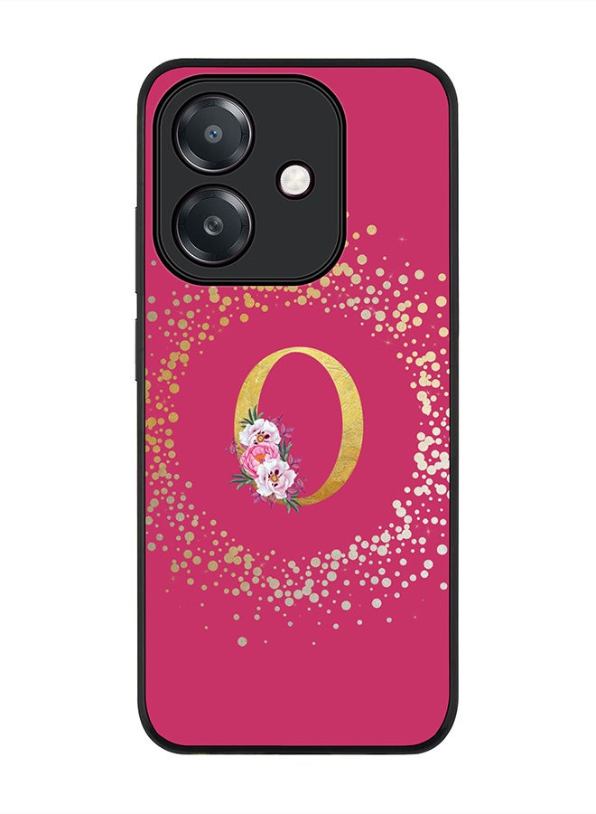 Stylizedd For Oppo A5i Case,Slim fit Camera Protection, Shockproof Thin Phone cover  - Custom Monogram Floral - O ( Deep Pink )