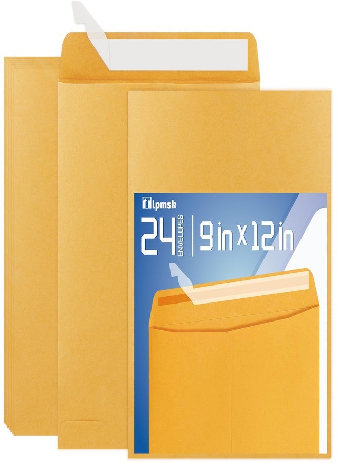 Tlpmsk 9x12 Catalog Mailing Envelopes - 24 Count, Self Seal Stay Flat Brown Kraft Envelopes, Heavy Duty Shipping Mailers for Documents, Photos & Letters, Peel & Seal Closure - Image 1
