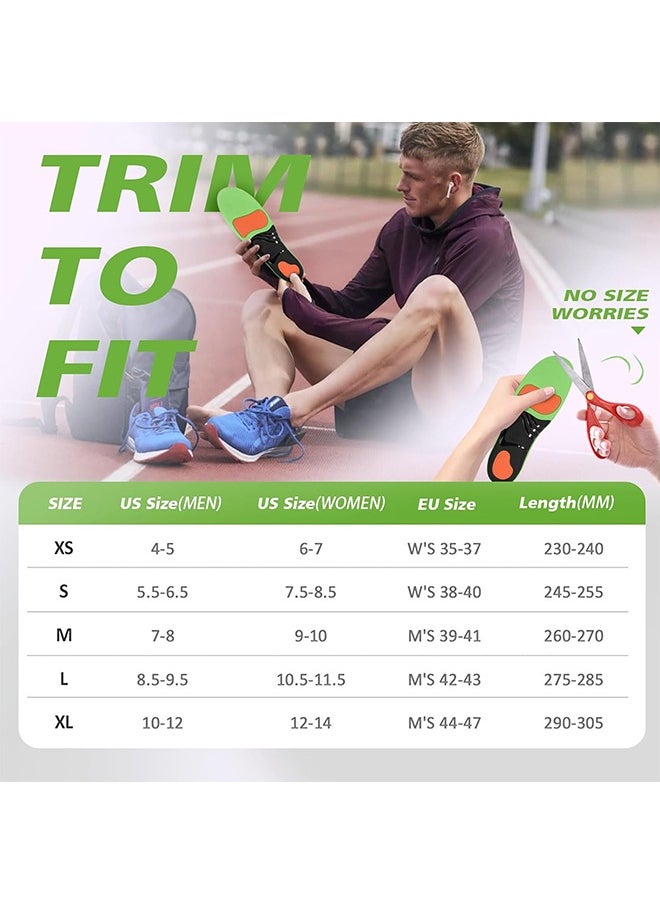 Orthotic Insole Plantar Fasciitis High Arch Support Shoes Inserts For Flat Feet Foot Valgus, Work Boot Insoles Relieves Foot Pain Heel Pain For Men Women(XS: 35-37 24.5CM)