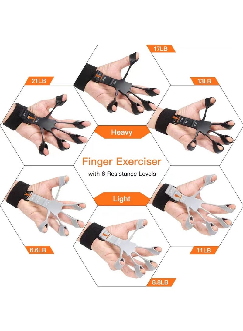 Rock Pow Grip Strength Trainer Kit 7 Pack with Finger Exerciser Hand Grip Strengthener Hand Extension Exerciser Stress Relief Ball and Forearm Workout Ring for Muscle Building and Injury Recover - Image 4