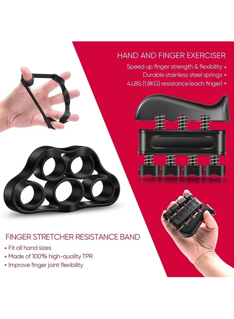 Rock Pow Grip Strength Trainer Kit 7 Pack with Finger Exerciser Hand Grip Strengthener Hand Extension Exerciser Stress Relief Ball and Forearm Workout Ring for Muscle Building and Injury Recover - Image 2