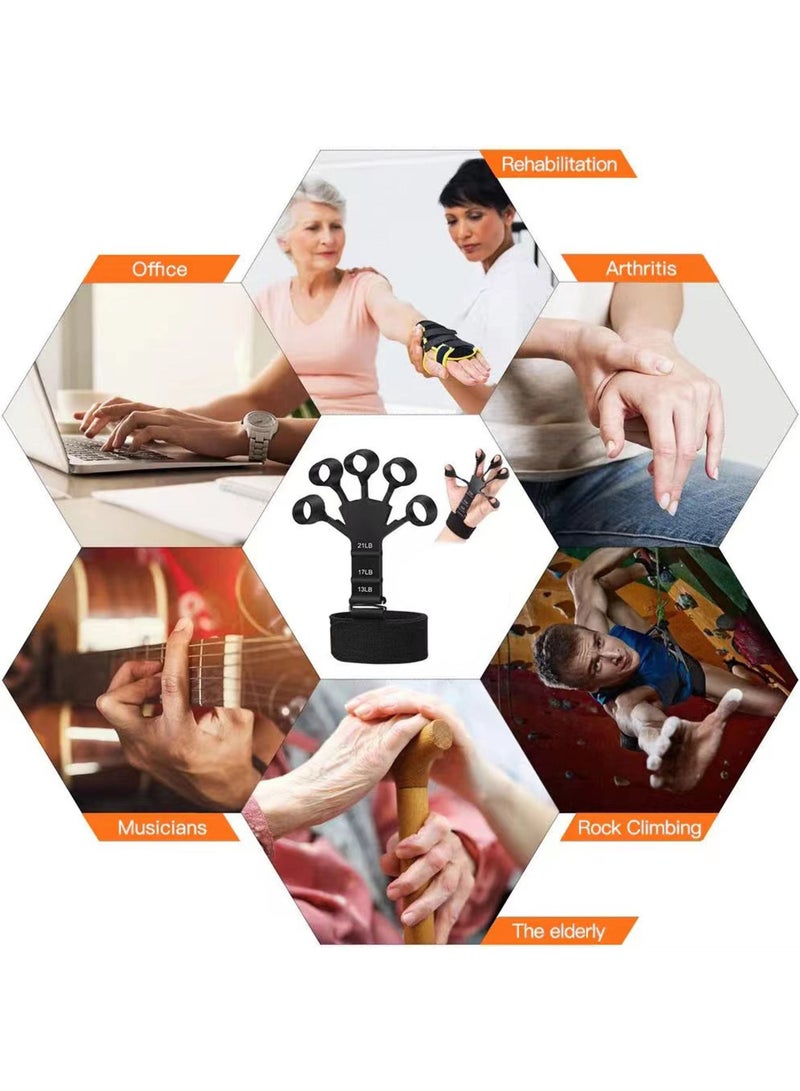 Rock Pow Grip Strength Trainer Kit 7 Pack with Finger Exerciser Hand Grip Strengthener Hand Extension Exerciser Stress Relief Ball and Forearm Workout Ring for Muscle Building and Injury Recover - Image 3