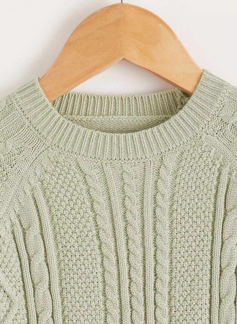 Toddler Boys Raglan Sleeve Cable Knit Sweater - Image 2