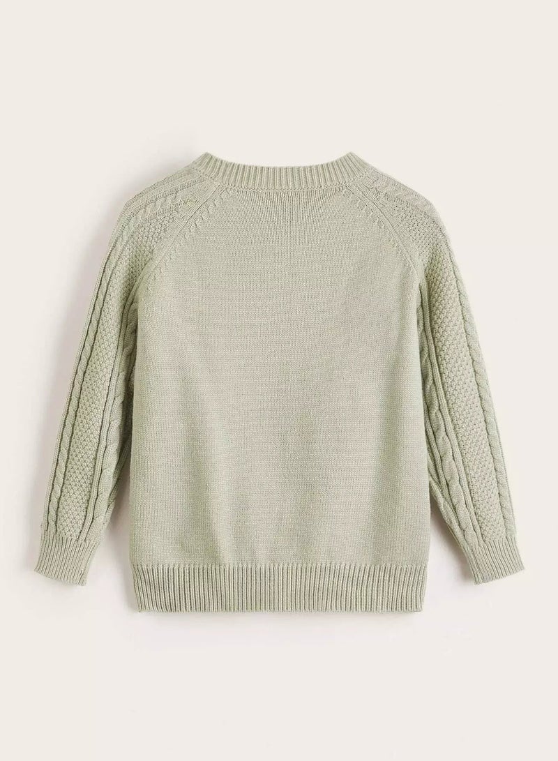 Toddler Boys Raglan Sleeve Cable Knit Sweater - Image 1