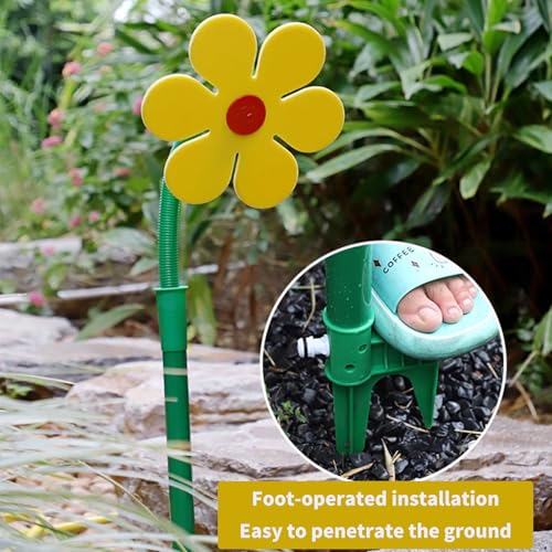 CUTENNIOU Crazy Daisy Sprinkler Crazy Dancing Flower Water Sprinklers Funny Sun Flower Dancing Daisy Lawn Sprinkler for Yard Watering Dogs Playing Garden Sprinklers Yellow - Image 5