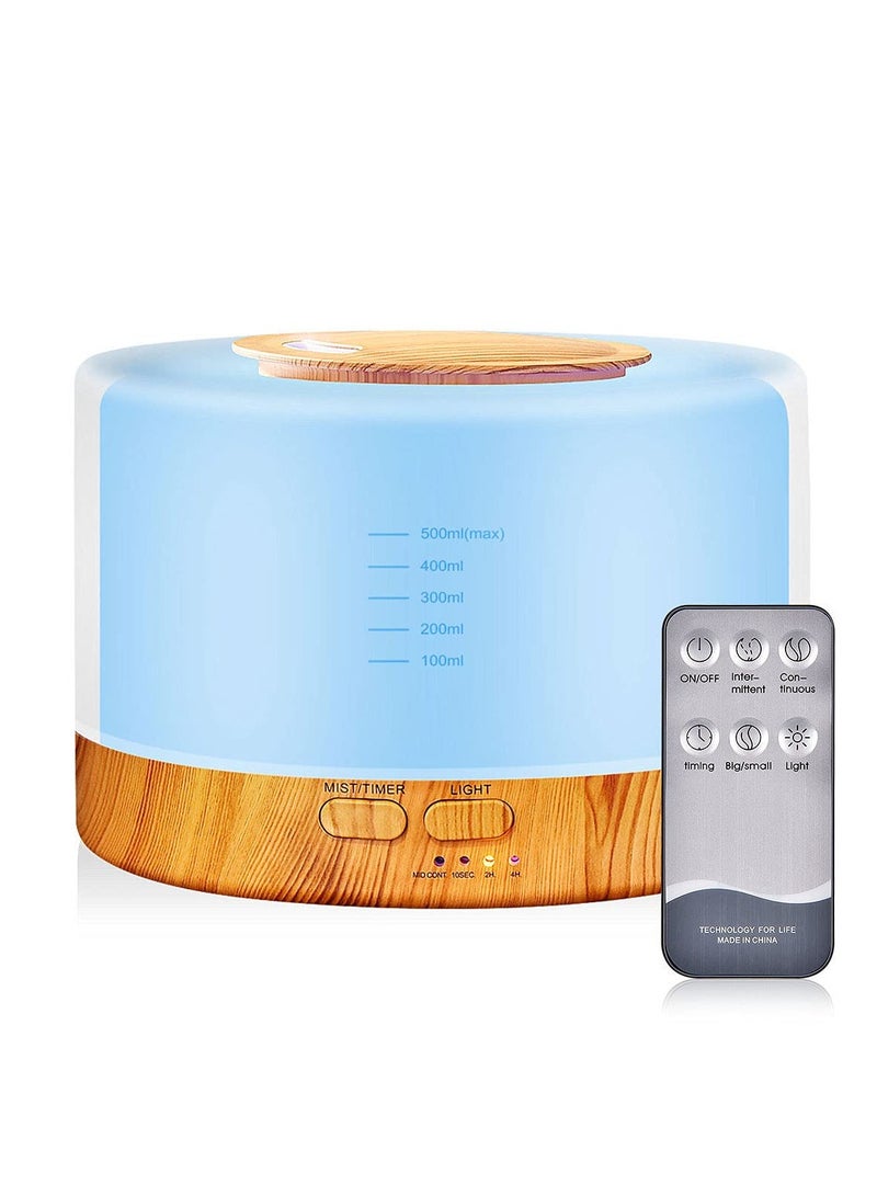 500ml Essential Oil Diffuser Humidifier, Aromatherapy Diffuser with 7 Color Lights, 4 Timer Settings, Cool Mist Humidifier with Auto Shut-Off for Home and Office - Image 1