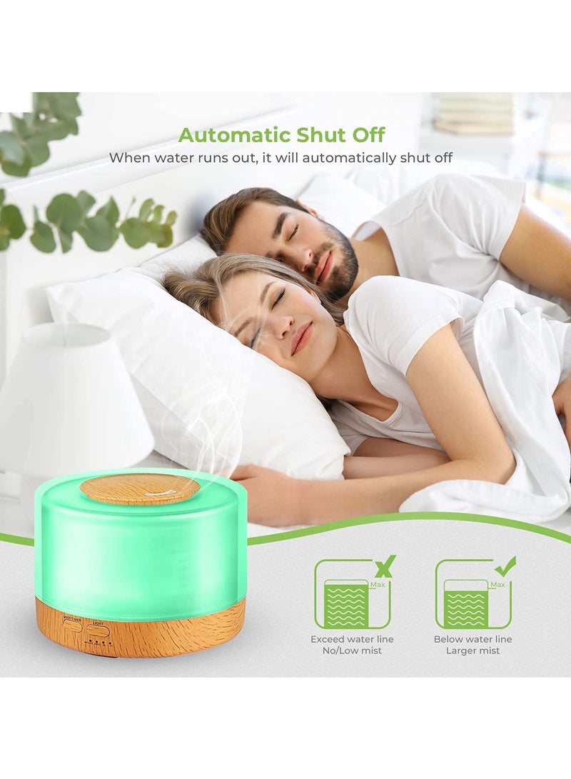 500ml Essential Oil Diffuser Humidifier, Aromatherapy Diffuser with 7 Color Lights, 4 Timer Settings, Cool Mist Humidifier with Auto Shut-Off for Home and Office - Image 3