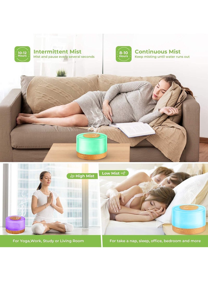 500ml Essential Oil Diffuser Humidifier, Aromatherapy Diffuser with 7 Color Lights, 4 Timer Settings, Cool Mist Humidifier with Auto Shut-Off for Home and Office - Image 4