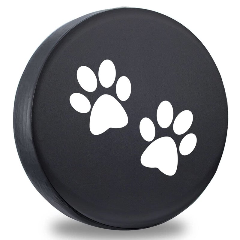 DKIIGAME Spare Tire Cover,Weatherproof Vinyl Leather Wheel Cover for Jeep Wrangler Sahara,Hummer H3,Toyota FJ,Trailer, RV, SUV, Truck (32"-33" Paw Print) - Image 1