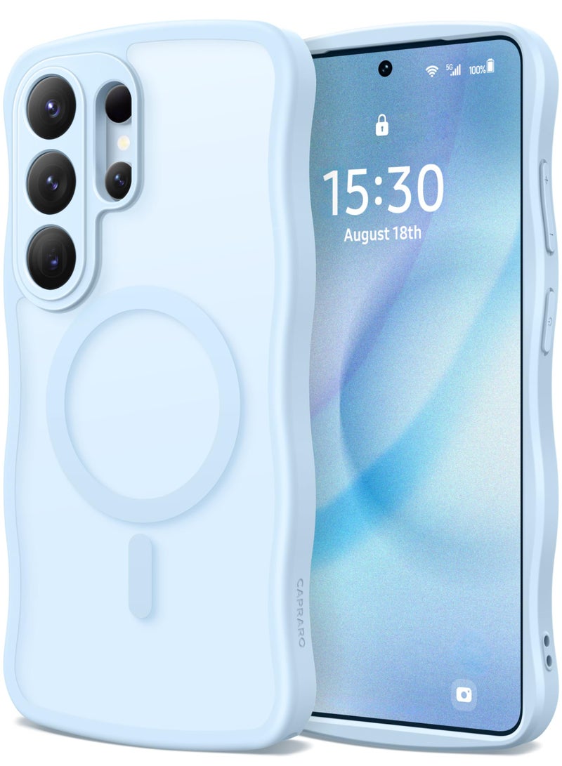 CAPRARO for Samsung Galaxy S26 Ultra Case for Women Girls, Upgraded [Full Camera Protection] [Compatible with MagSafe] Cute Wave Translucent Matte Phone Case for Samsung S26 Ultra, Light Blue - Image 1