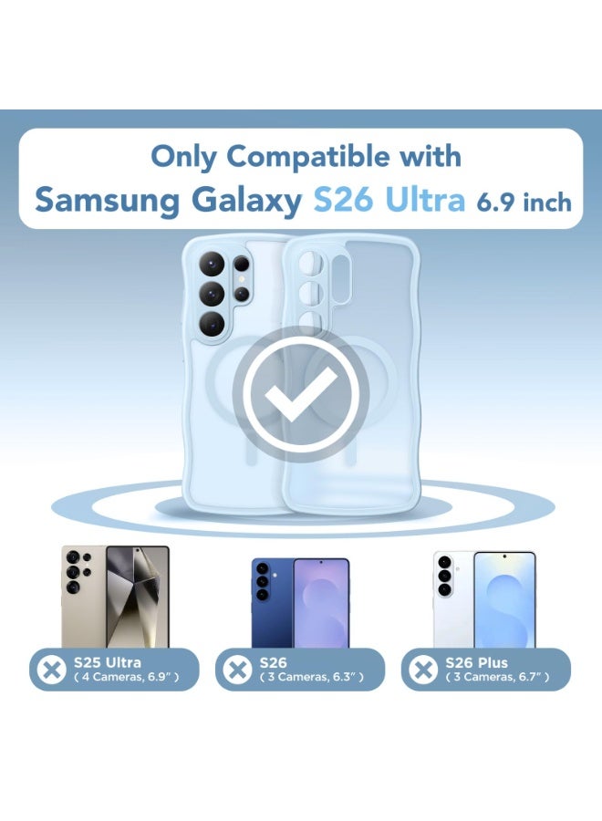 CAPRARO for Samsung Galaxy S26 Ultra Case for Women Girls, Upgraded [Full Camera Protection] [Compatible with MagSafe] Cute Wave Translucent Matte Phone Case for Samsung S26 Ultra, Light Blue - Image 2