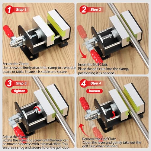 MistyBrew Professional Golf Club Regripping Kit - Heavy-Duty Vise Clamp with Secure 4-Screw Mounting System & Hook Knife, Quick-Release Locking Clamp for Stable Grip Replacement - Image 3