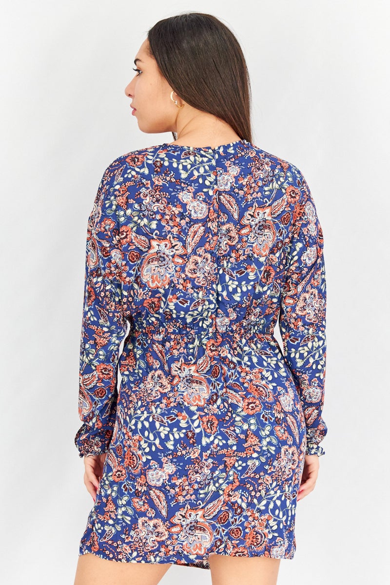 Aqua Women Floral Print Mini Dress, Multicolor - Image 4