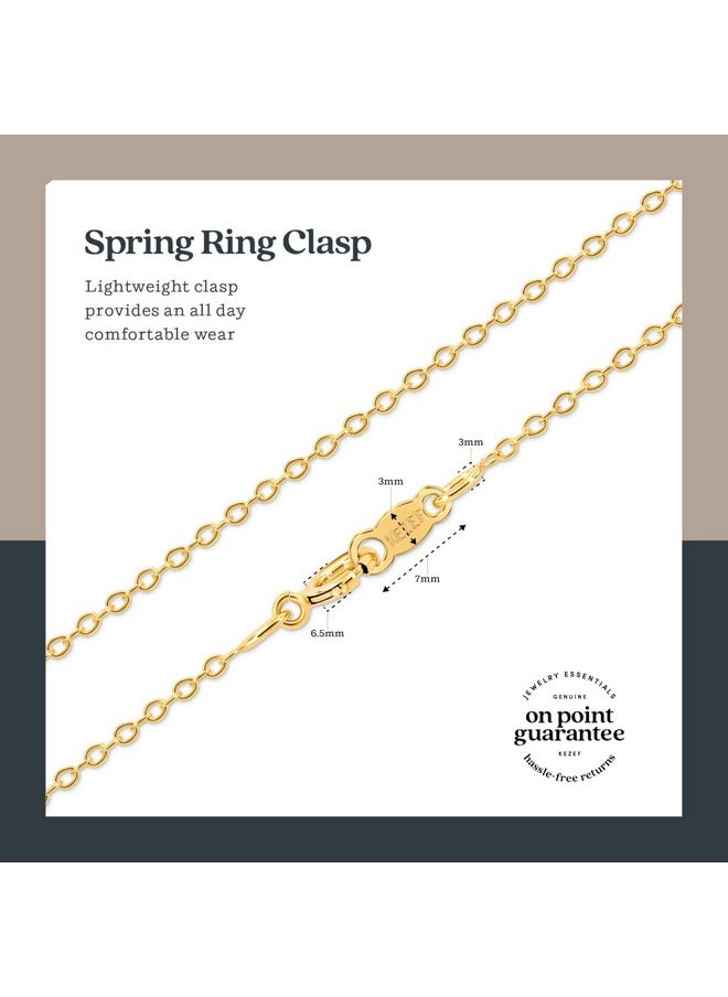 Kezef - 18Kt Gold Chain Necklace For Women, 1.3Mm Silver Cable Chain, 20 Inch, With Spring-Ring Clasp, Italian Made - Image 1