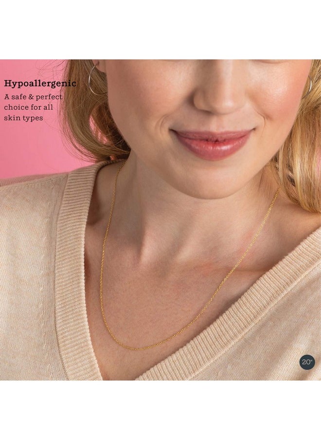 Kezef - 18Kt Gold Chain Necklace For Women, 1.3Mm Silver Cable Chain, 20 Inch, With Spring-Ring Clasp, Italian Made - Image 1