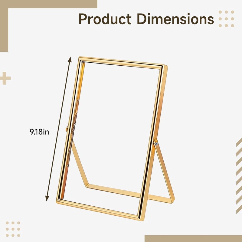 Vintage Gold Photo Frame, Metal Picture Frame with Double Glass, Modern Decorative Tabletop Display for Certificates, DIY Specimen, Home, Office, Gift - Image 4