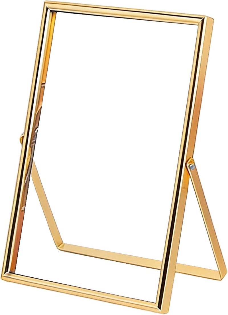 Vintage Gold Photo Frame, Metal Picture Frame with Double Glass, Modern Decorative Tabletop Display for Certificates, DIY Specimen, Home, Office, Gift - Image 1