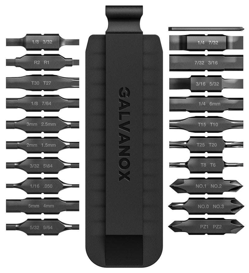 Galvanox 21PC Flat BitKit Designed for Leatherman MultiTool Screwdrivers 59HRC IndustrialGrade Hardened S2 Impact Steel Set Includes DoubleSided Sheath Holder Black - Image 2
