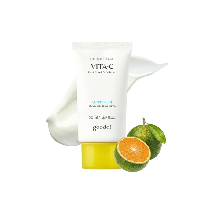 Goodal Green Tangerine Vita-C Dark Spot UV Defense Sunscreen SPF 50, Daily Skin Care Korean Sunscreen for Face, Broad spectrum, No White Cast (1.69 fl oz / 50ml)