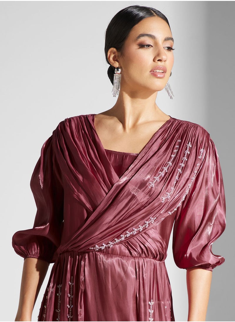 hayas closet - Embellished Pleated Dress - Image 1