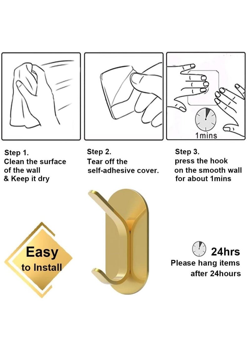 Adhesive Hooks Stick On Hooks Stainless Steel Waterproof Wall Hangers Heavy Duty Hooks for Hanging Coat 4 Packs  - Image 5