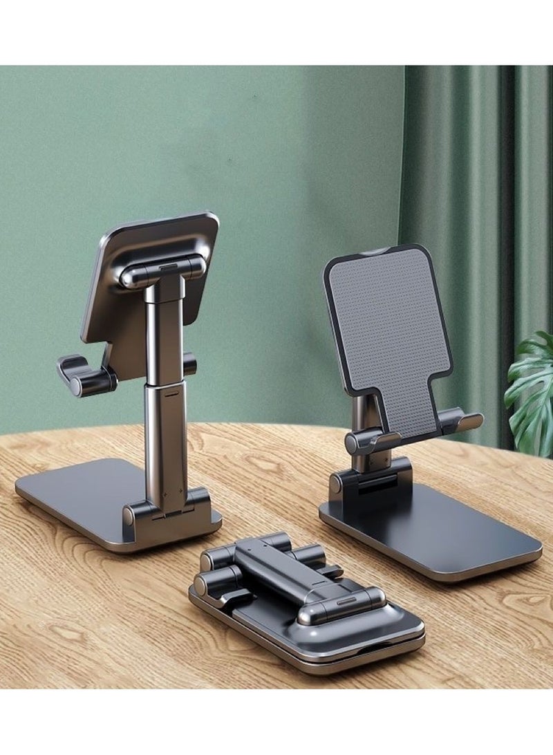 Folding Desktop Adjustable Non-Slip Mobile Phone Holder Stand-Black - Image 5