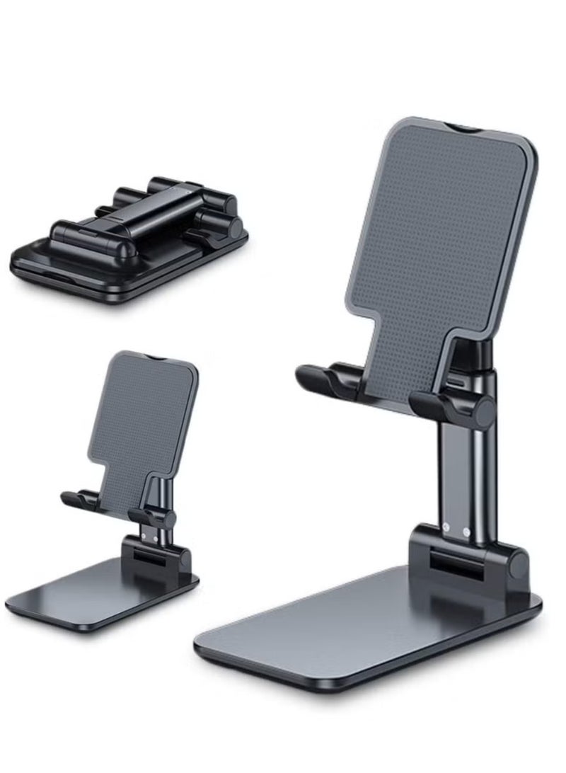 Folding Desktop Adjustable Non-Slip Mobile Phone Holder Stand-Black - Image 1