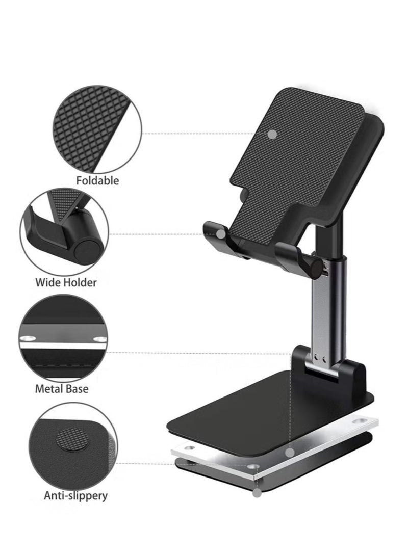 Folding Desktop Adjustable Non-Slip Mobile Phone Holder Stand-Black - Image 3