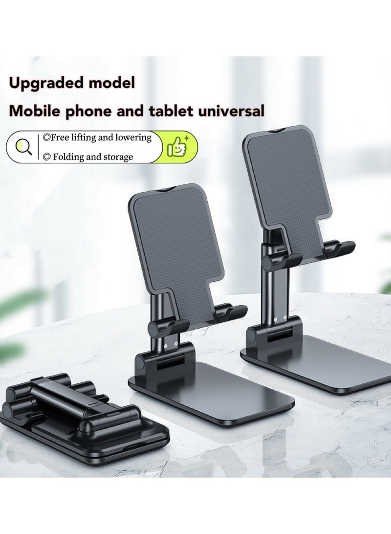 Folding Desktop Adjustable Non-Slip Mobile Phone Holder Stand-Black - Image 2