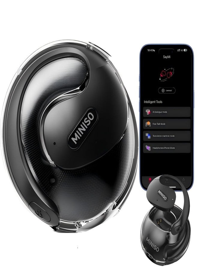 ميني سو سماعات أذن بلوتوث MINISO X15PRO مفتوحة الأذن، تدعم 165 لغة، مزودة بتقنية إلغاء الضوضاء بالذكاء الاصطناعي، وترجمة فورية، مثالية للاستماع إلى الموسيقى وإجراء المكالمات وتسجيل الملاحظات الصوتية أثناء السفر والتعلم. - Image 1