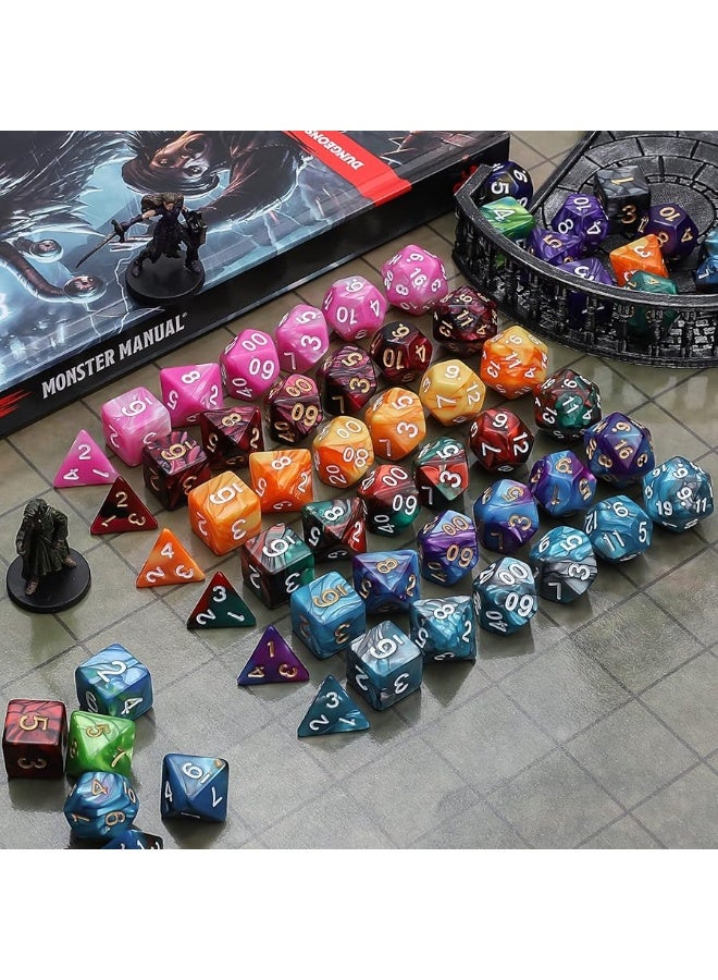 QMay DND Dice Sets  6 X 7 Polyhedral Dice 42pcs with 6 Drawstring Bags for Dungeons and Dragons RPG MTGRole Playing Table Game - Image 3