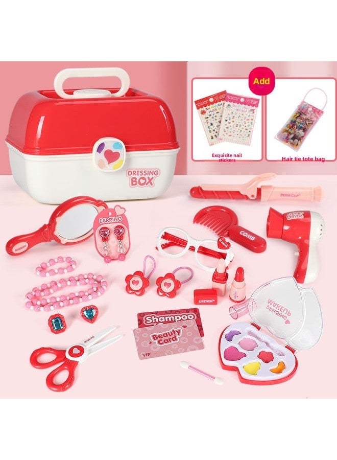 E-commerce Girl Accessories Play House Children's Toys Simulation Hair Dryer Hairdressing Set-Color:Standard Edition + Exquisite Nail Stickers + Hair Band Tote Bag  - Image 1