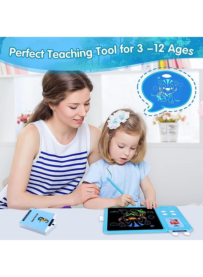 Talking flash cards drawing learning toys for age 2-12,2-in-1 toddlers sensory speech therapy autism doodle board travel toys,224 reading lcd writing tablet montessori education boys and girls gifts - Image 2