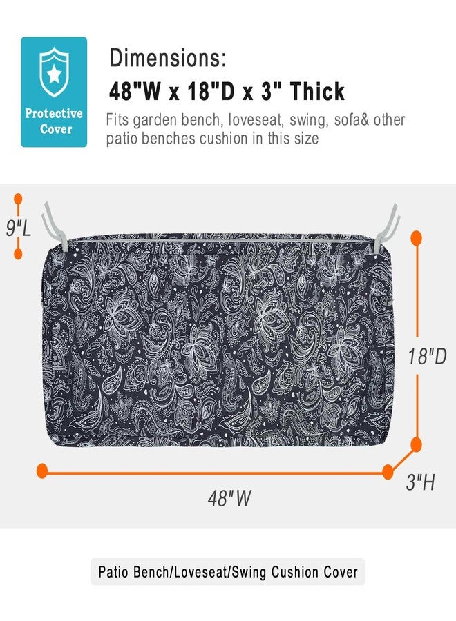 NettyPro Outdoor Patio Bench Swing Loveseat Cushion Cover, Water Resistant UV Protection Outside Furniture Cushion Slipcovers with Zipper, 48 x 18 x 3 Inch - Image 5