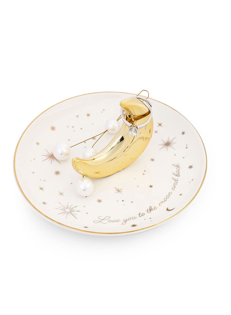 SYOSI Moon Ring Holder Dish, Ceramic Trinket Jewelry Tray for Earring Bracelet Necklace Wedding Engagement Gift, Love You to The Moon and Back, Mothers Day Gifts  - Image 1
