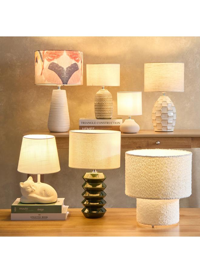 هوم بوكس مصباح طاولة سيراميك بغطاء كتان 35.3 سم - Image 5