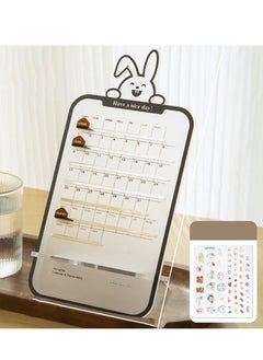 Y&D 2023 Desktop Calendar Transparent Cute Rabbit Mini Small Ornaments Schedule Manual Perpetual Creative Office Mobile Phone Holder  - Image 1