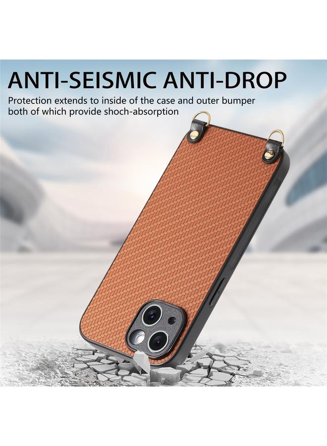 Zaboon Case For iPhone 12 Pro Carbon Fiber Texture Leather Back Phone Case with Crossbody Strap - Image 4