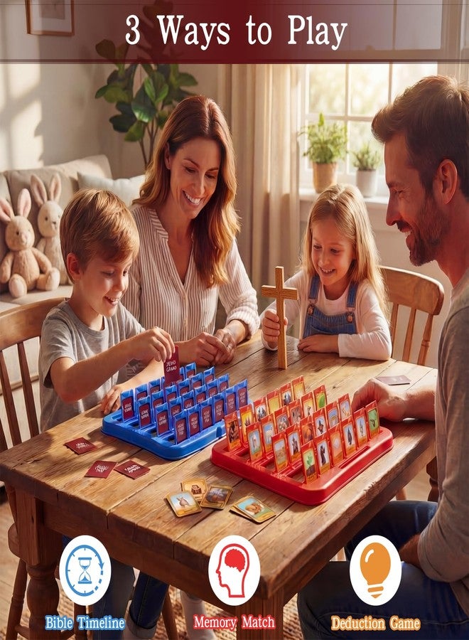 Oeasic Guess Bible Who Am I Board Game for Kids- Jesus Story-Driven Timeline Deduction & Trivia - 48 Iconic Bible Characters & Symbols - VBS, Sunday School Supplies & Christian Catholic Gifts - Image 3
