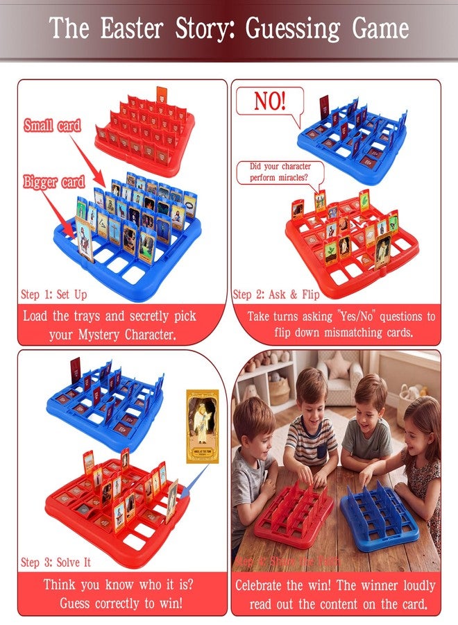 Oeasic Guess Bible Who Am I Board Game for Kids- Jesus Story-Driven Timeline Deduction & Trivia - 48 Iconic Bible Characters & Symbols - VBS, Sunday School Supplies & Christian Catholic Gifts - Image 4
